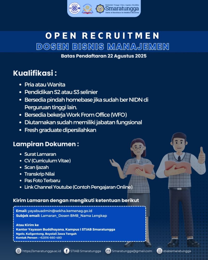 Lowongan Kerja Dosen Bisnis Manajemen STIAB Smaratungga